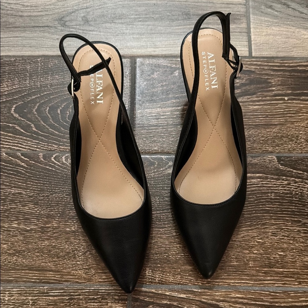 Alfani Black Pointed-Toe Slingback Pumps